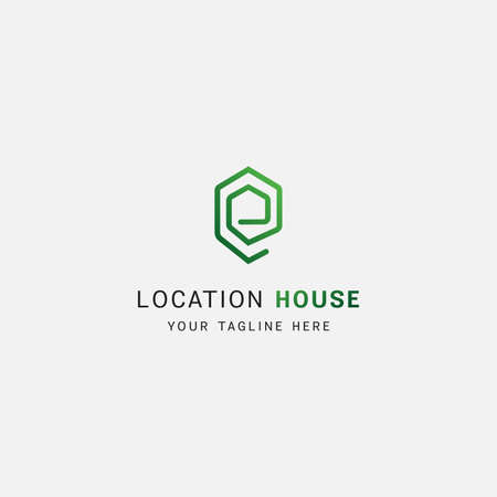 Location Logo Design with House Shape Icon Vector Illustrationのイラスト素材