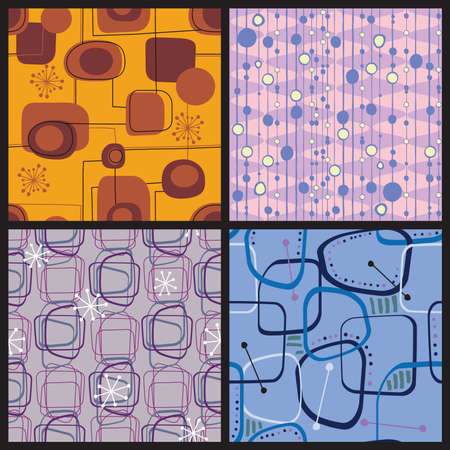 Four Retro style colorful patternsのイラスト素材