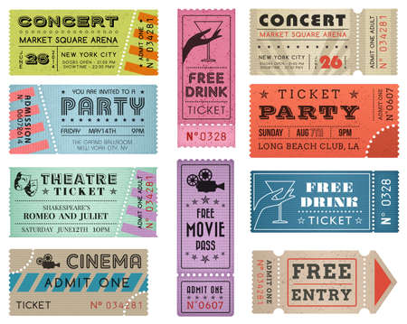 A collection of 10 grunted Ticketsのイラスト素材