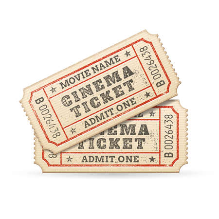 Hi quality vector cinema tickets Composition  Each ticket is organized in 3 layers, separating background from art and text のイラスト素材