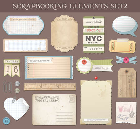 Collection of various scrapbooking vector elements and Templates.のイラスト素材