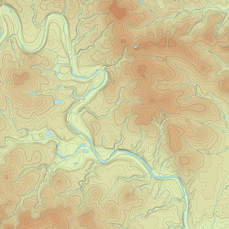 Realistic Topographic map of an area west of Austin, Texas. Vector map is layered with isolines, rivers, bodies of water and background on different layers.のイラスト素材