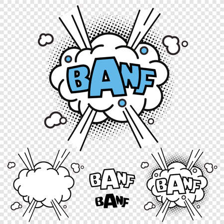 Vector BANF Comic Illustration Effect, With Black and White Version and single elementsのイラスト素材
