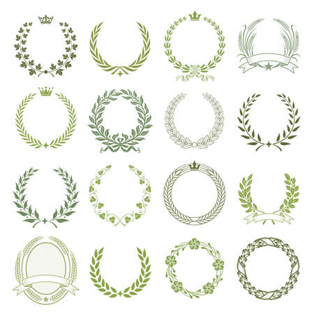 Big Collection of Laurel Wreaths Vector illustrationsのイラスト素材