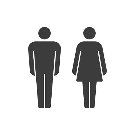 Couple of traditional vector pictograms of man and woman, in full black coloringのイラスト素材