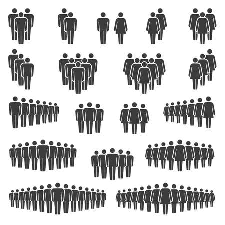 Compositions of groups of men and women classic vector icon signsのイラスト素材