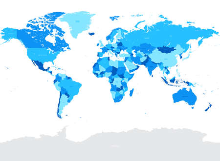 High Detail Vector Political World Map illustration, cleverly organized with layersのイラスト素材