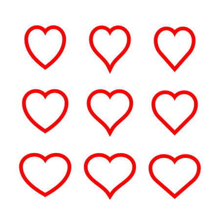 Collection of heart illustrations, set of hearts, love symbolのイラスト素材