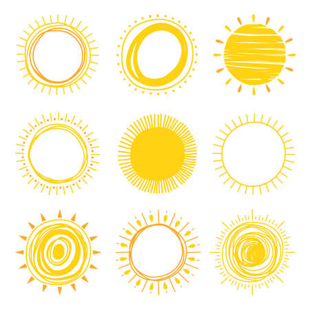 Hand drawn Vector sun iconsのイラスト素材