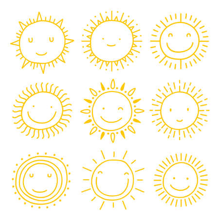 Vector set of sun icons. Collection of sunsのイラスト素材