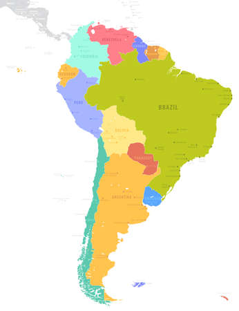 Political South America Map vector illustration isolated on white backgroundのイラスト素材