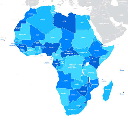 Blue map of Africa with flag against white backgroundのイラスト素材