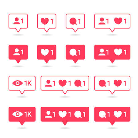 social media or social network notification icon setのイラスト素材
