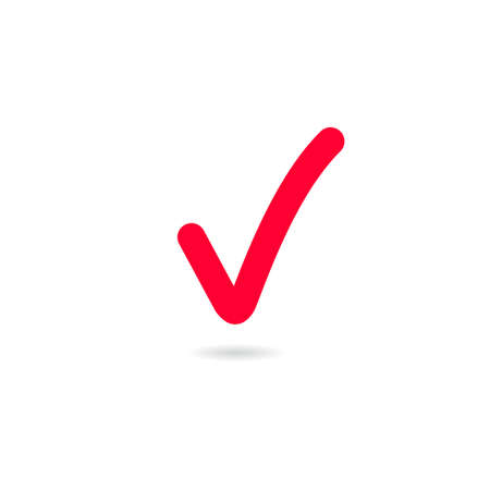 Red tick. Red check mark. Tick symbol, icon, sign in Red colorのイラスト素材