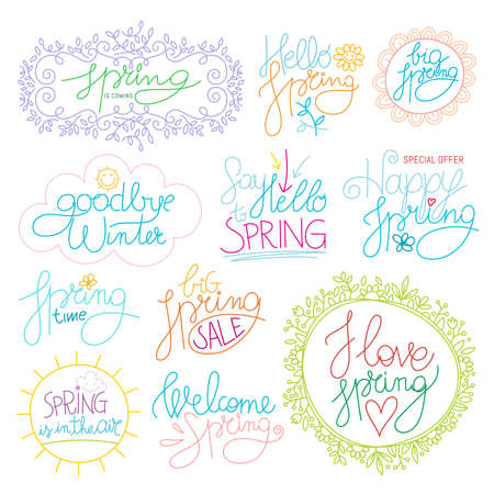 Spring Time color calligraphy setのイラスト素材