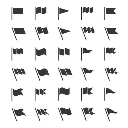Black flags icons for infographic isolated on white backgroundのイラスト素材