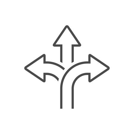 Three-way direction arrow icon Road sign direction signalのイラスト素材