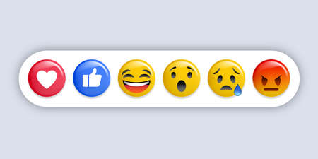 Emoji reactions - set of different emoticons. Vectorのイラスト素材