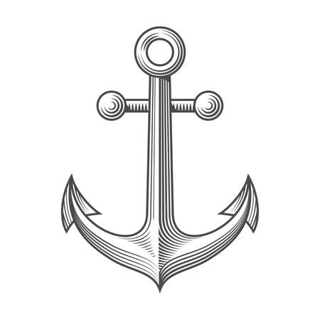 Nautical Anchor with rope isolated on white backgroundのイラスト素材