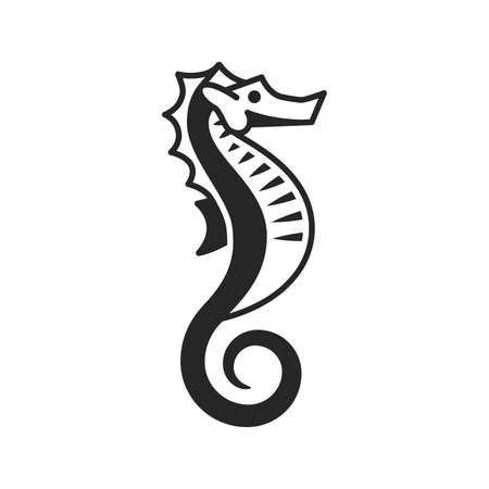 sea horse isolated black and white vector illustration icon minimal styleのイラスト素材