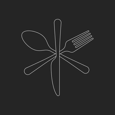 knife, fork and spoon icons. Crossed cutlery Iconsのイラスト素材