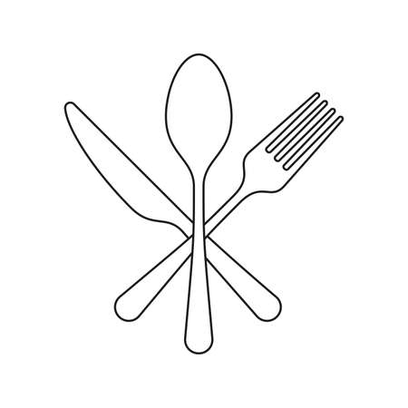 Fork, Knife and spoon Icon Flat outline Graphic Designのイラスト素材