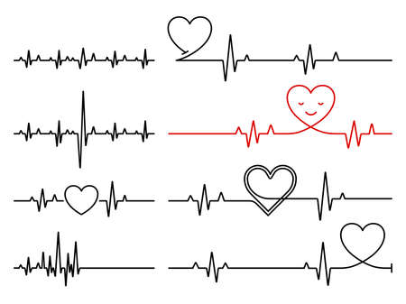 Heart pulse, Cardiogram line vector illustration, Heartbeatのイラスト素材