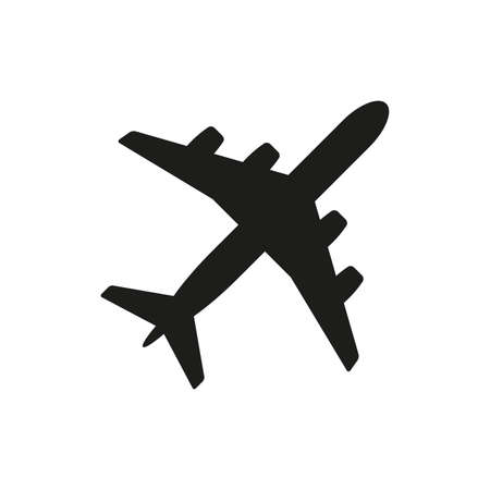 Airplane aviation flat icon for apps and websites on white backgroundのイラスト素材