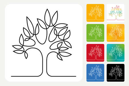 Single Vector Line tree illustrationのイラスト素材