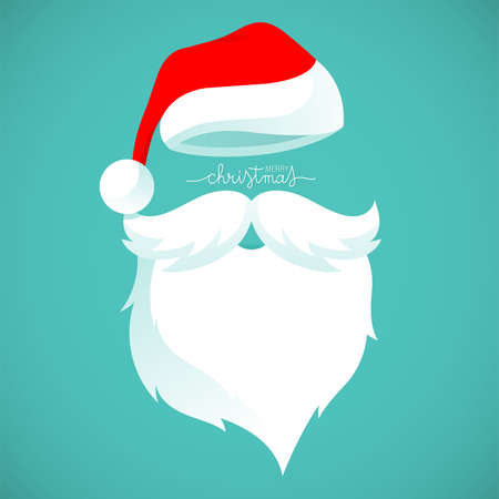 Santa Claus greeting card with just Santa hat and beardのイラスト素材