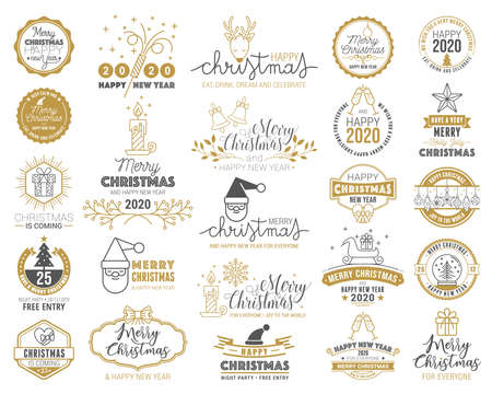 Merry Christmas typography setのイラスト素材