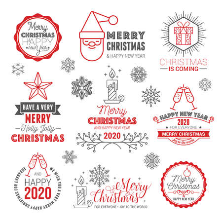 Merry Christmas and Happy New Year   setのイラスト素材