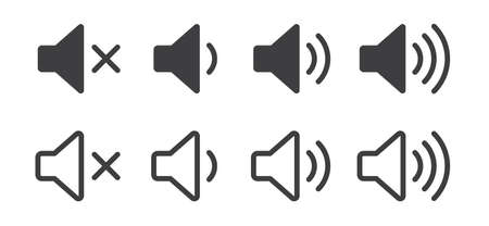 Set of Sound Icons Vector Design Flat Style Volume levelsのイラスト素材