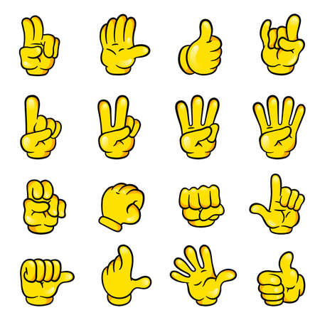 Vector illustration of different hand gestures cartoon styleのイラスト素材
