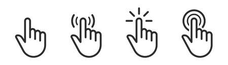 Pointer cursor Ñomputer mouse icon. Clicking cursor, pointing hand clicks icons. Click cursor - stock vectorのイラスト素材