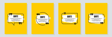 Quote frames blank templates set. Text in brackets, citation empty speech bubbles, quote bubbles. Textbox isolated on color background. Vector illustrationのイラスト素材