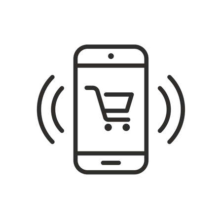 Phone icon with shopping cart. Vector illustrationのイラスト素材