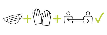 Keep your distance - wear a mask - protect yourself and others from the Covid-19 coronavirusのイラスト素材