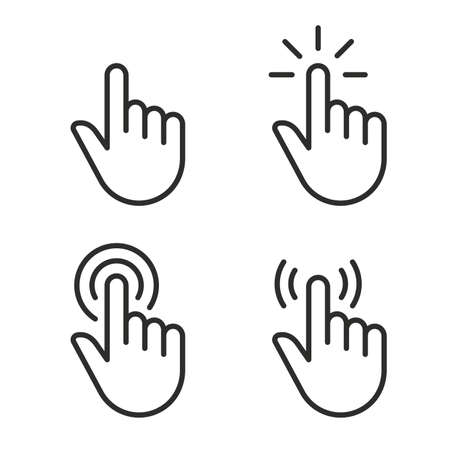 Clicker, Pointer Hand Line Icon. Editable Stroke. Pixel Perfect. For Mobile and Webのイラスト素材