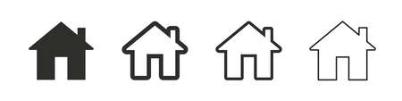House vector icons. Set of black houses symbolsのイラスト素材