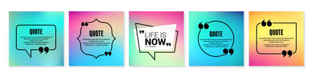 Quote box frame, big set. Texting quote boxes. Blank template quote text info design boxes quotation bubble blog quotes symbols. Creative vector banner illustration. Vector brushes backgroundのイラスト素材