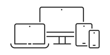 Set of linear device icons. Vector outline devicesのイラスト素材