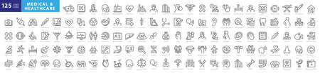 Medicine outline iconsetのイラスト素材