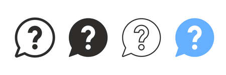 Question mark set of vector isolated icons. Help sign speech bubble. Chat question icon. Question conceptのイラスト素材