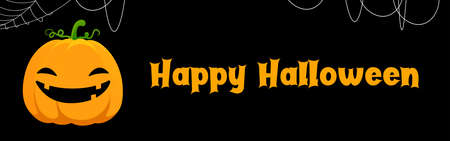 orange halloween banner with pumpkinのイラスト素材