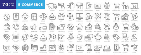 E-Commerce Line Icons. Editable Stroke. Pixel Perfect.のイラスト素材