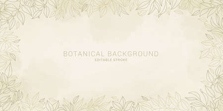 Abstract background watercolor green botanical and gold glitterのイラスト素材