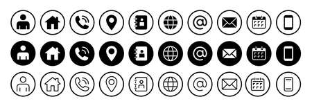web icon set, web vector set, contact us icon set, for computer and mobileのイラスト素材