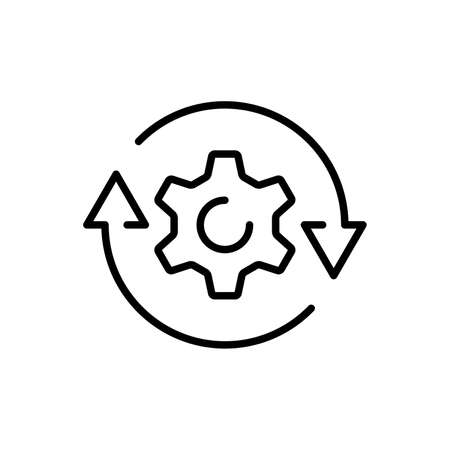 Workflow icon in flat style. Gear effective vector illustration on white isolated background. Process organization business conceptのイラスト素材