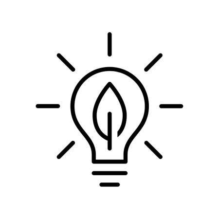 Outline of light bulb icon on white background, Ecology and green energy concept, Vector illustrationのイラスト素材